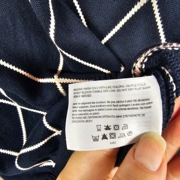 Brooks Brothers 346 Half Zip Sweater Sz L Navy Pink Argyle Diamond Academia - Picture 7 of 8